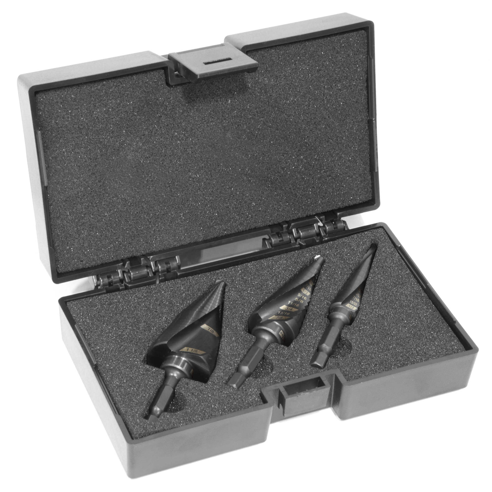 WEN Impact-Duty Titanium Step Drill Bit Set - 3-Piece, Dual-Spiral Flutes, TiAIN Coating, Model# DB149X